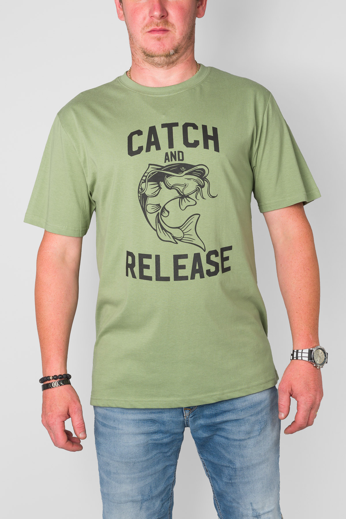 Pánske tričko CATCH AND RELEASE - khaki