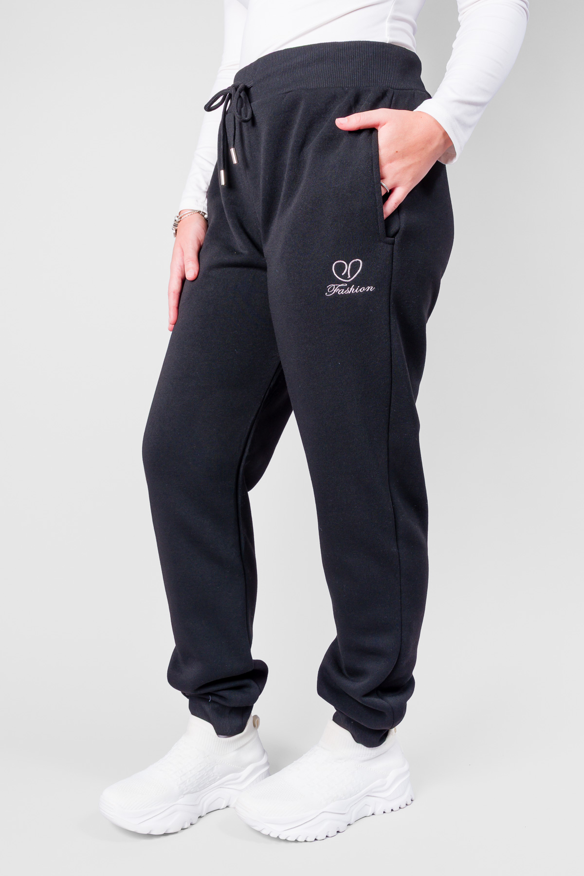 Dámske zateplené tepláky FASHION - čierne