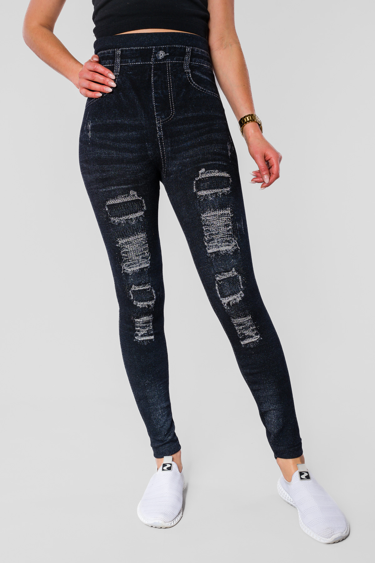 Zateplené legíny JEANS - čierne