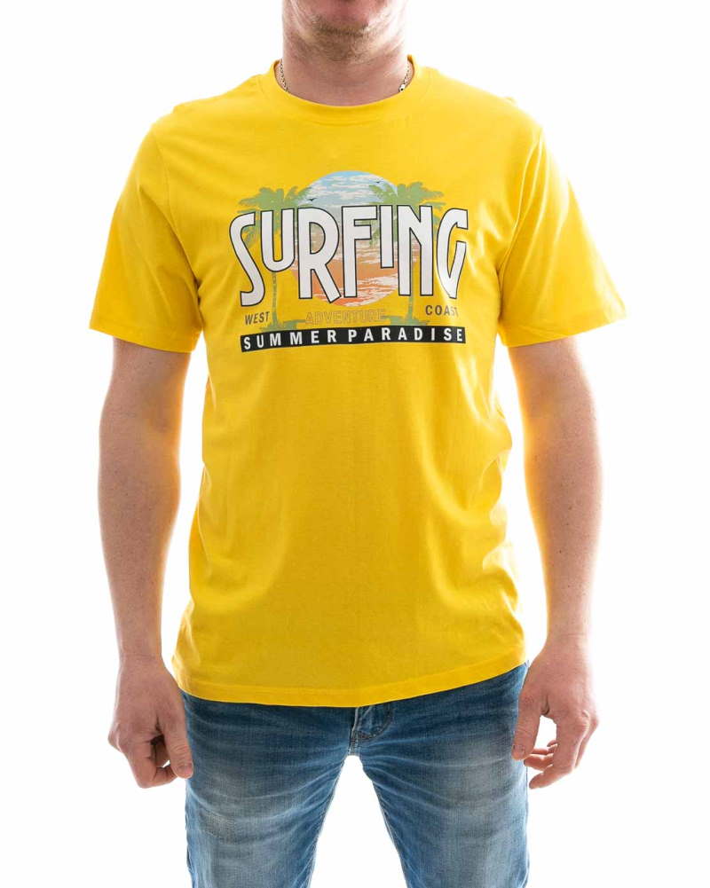 Pánske tričko SURFING SUMMER PARADISE - žlté