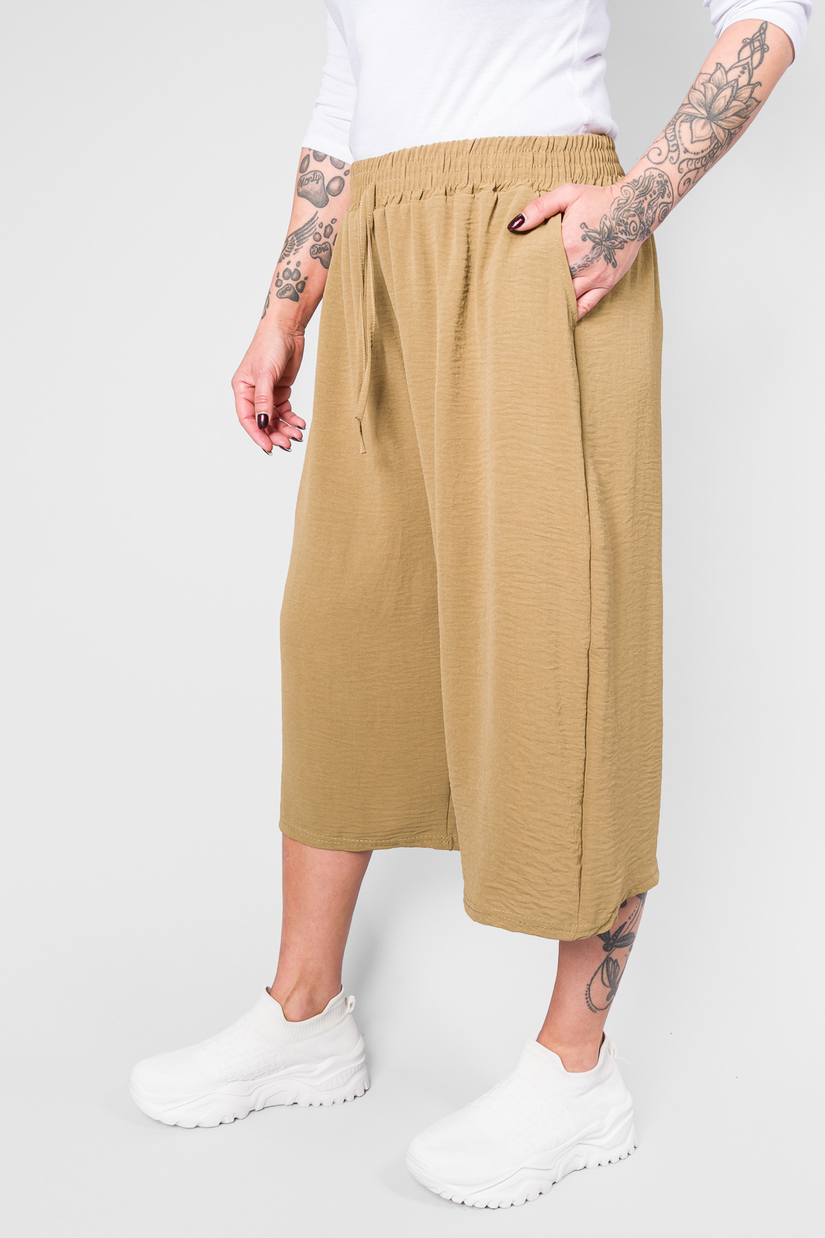 Dámske capri nohavice BOHO - hnedé