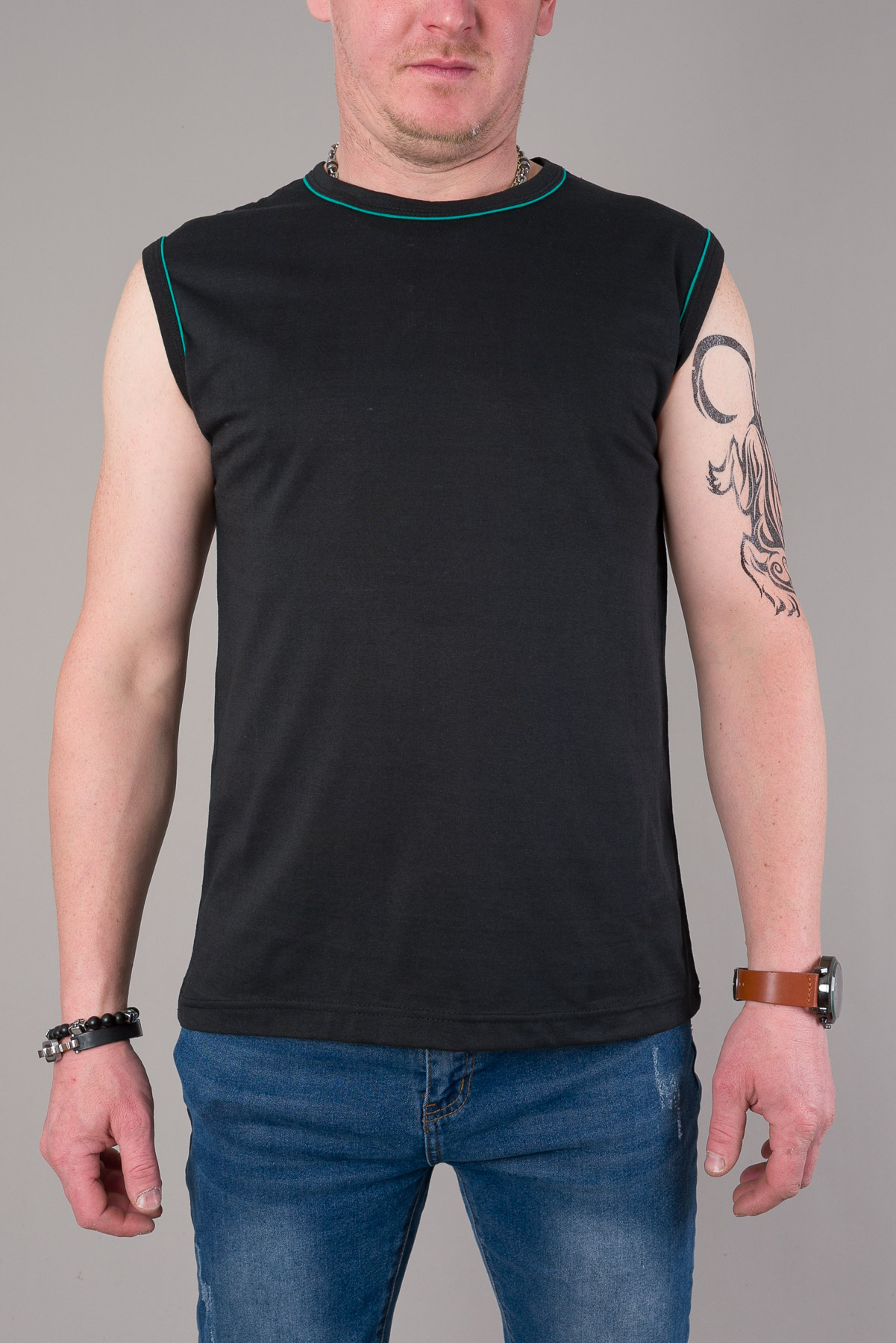 Pánske tričko bez rukávov - čierne