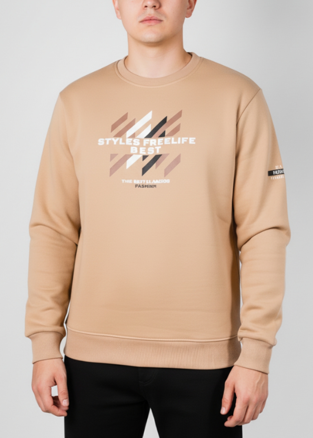 Pánska zateplená mikina FREE LIFE - béžová