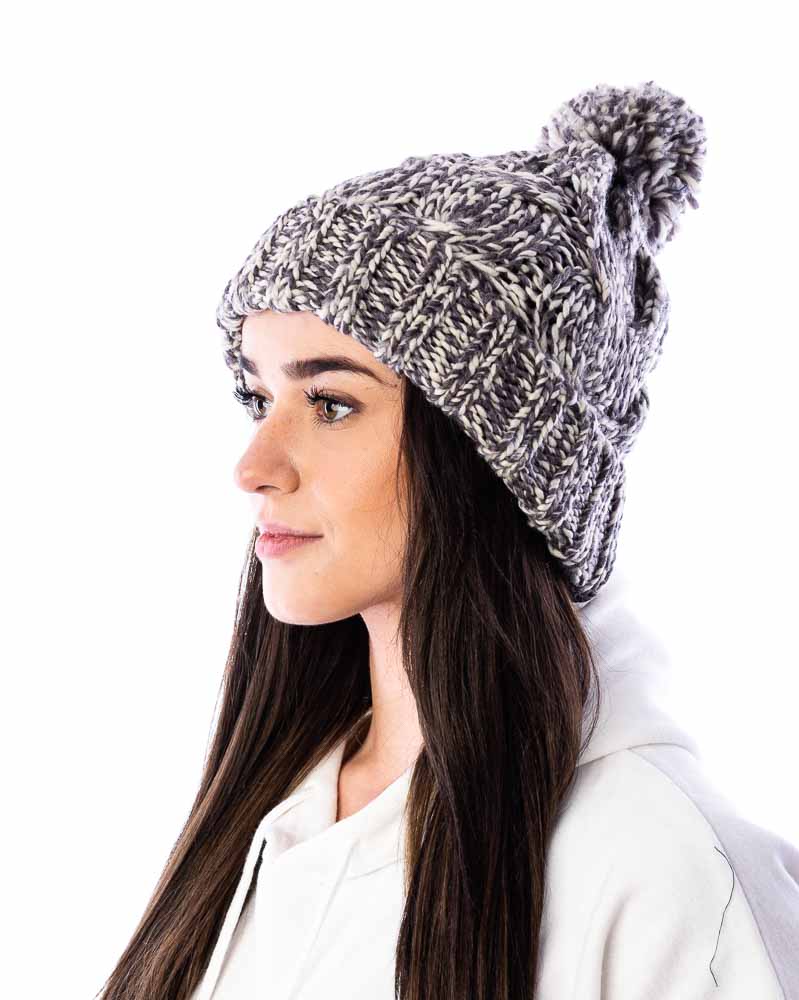 Pletená čiapka - tmavosivá/béžová