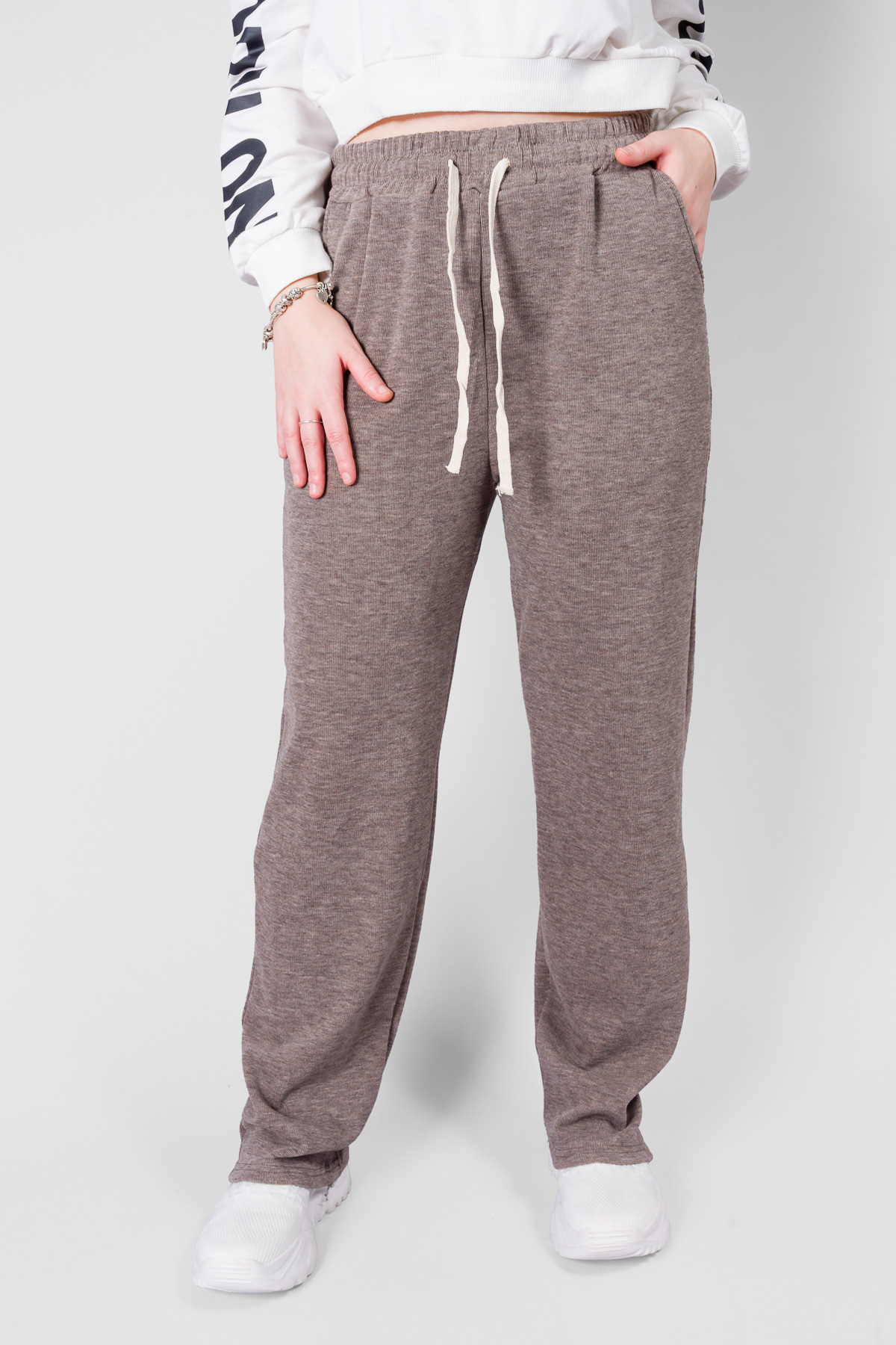 Dámske zateplené tepláky COSYNA - hnedé