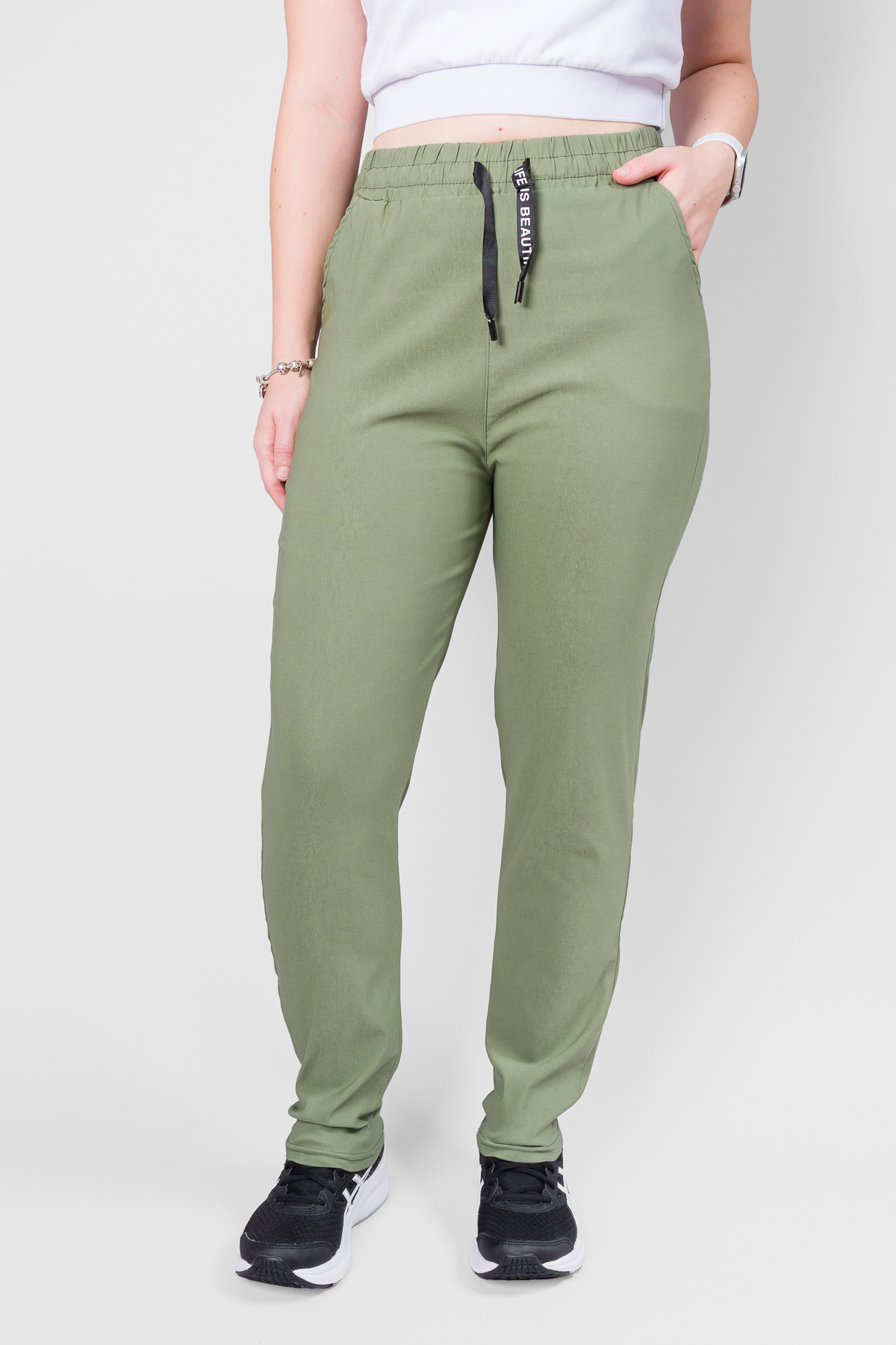Dámske strečové nohavice VEZIRA - zelené