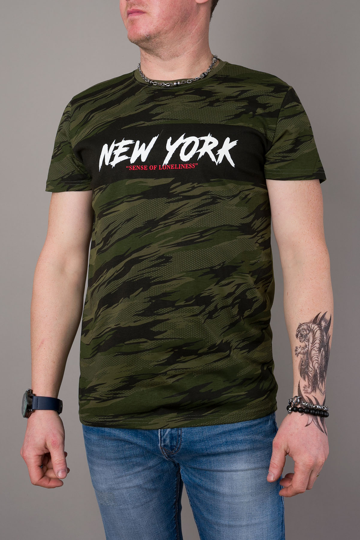 Pánske maskáčové tričko NY - khaki