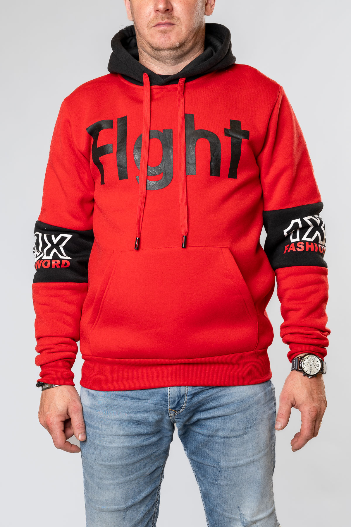 Pánska zateplená mikina FIGHT - červená