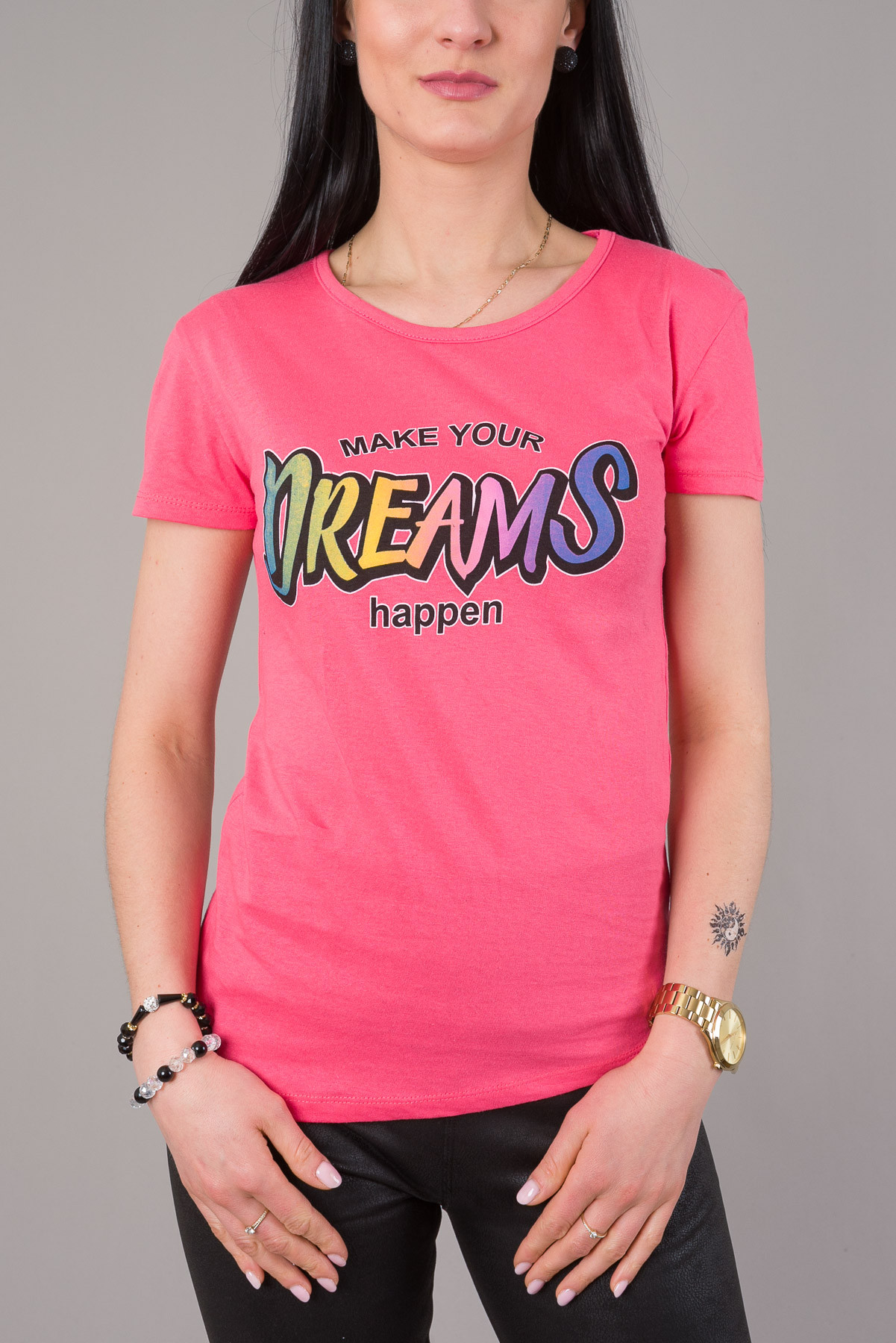 Dámske tričko MAKE YOUR DREAMS - ružové