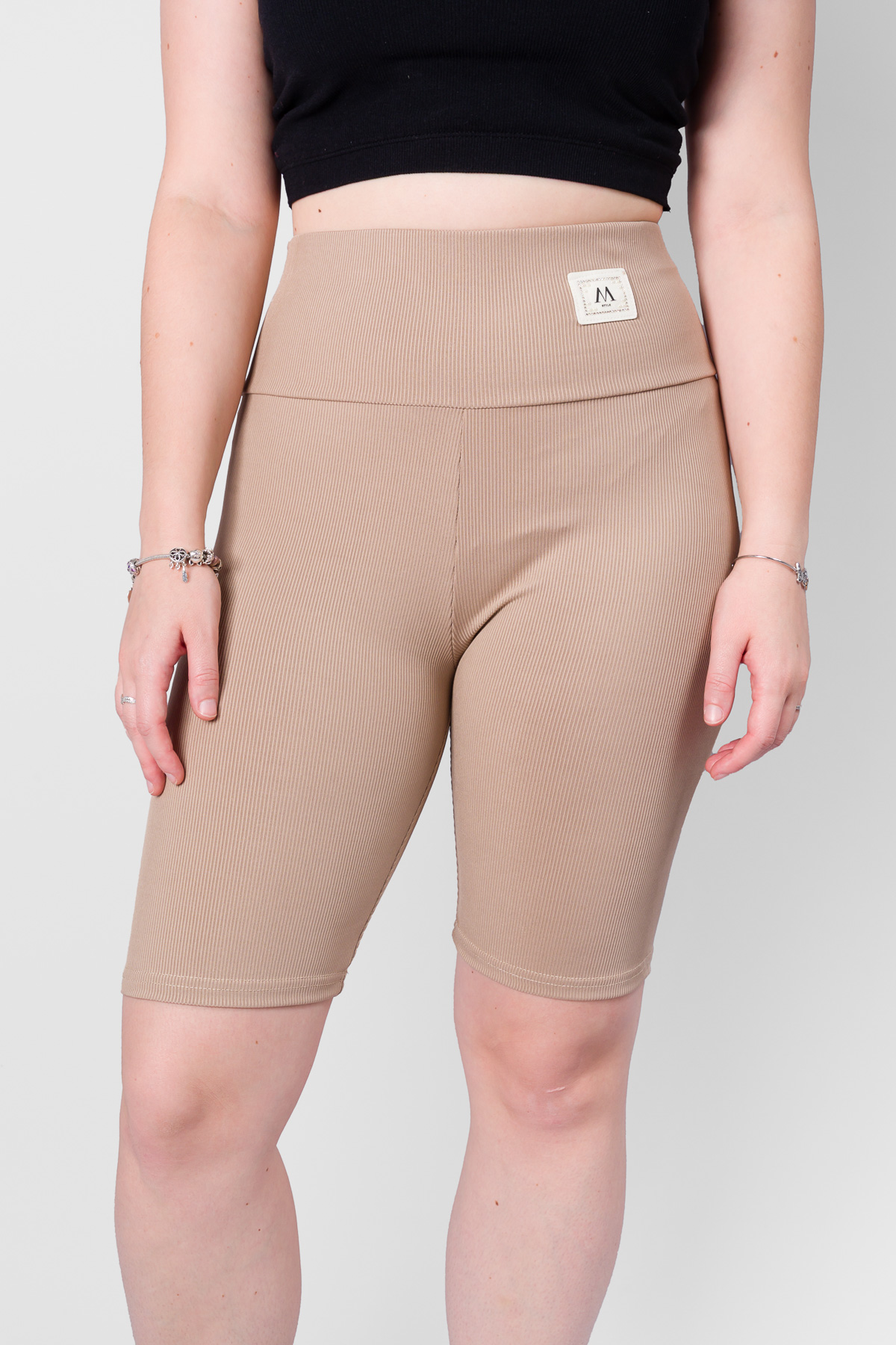 Dámske krátke legíny STRIPE FIT - hnedé