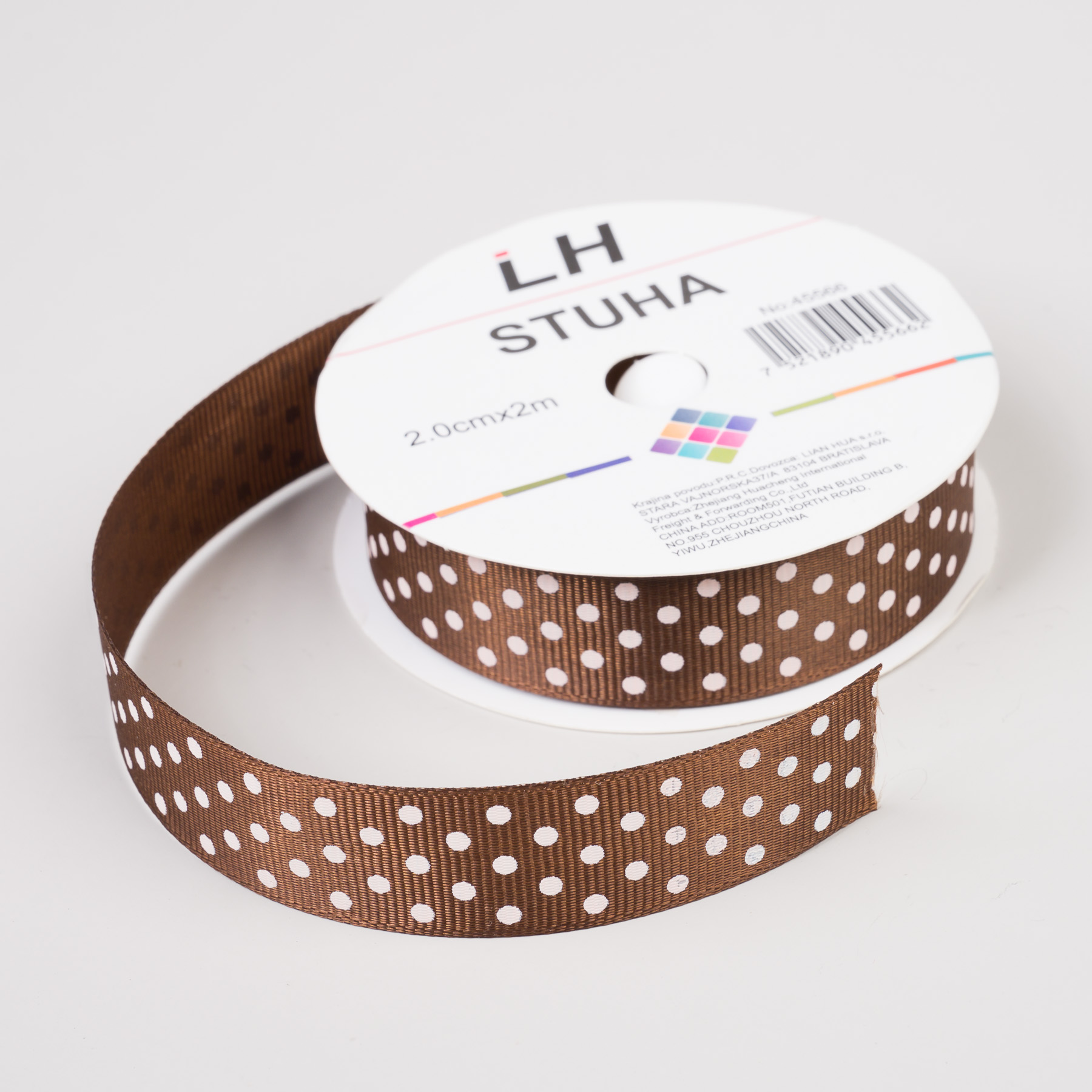 Bodkovaná stuha - hnedá