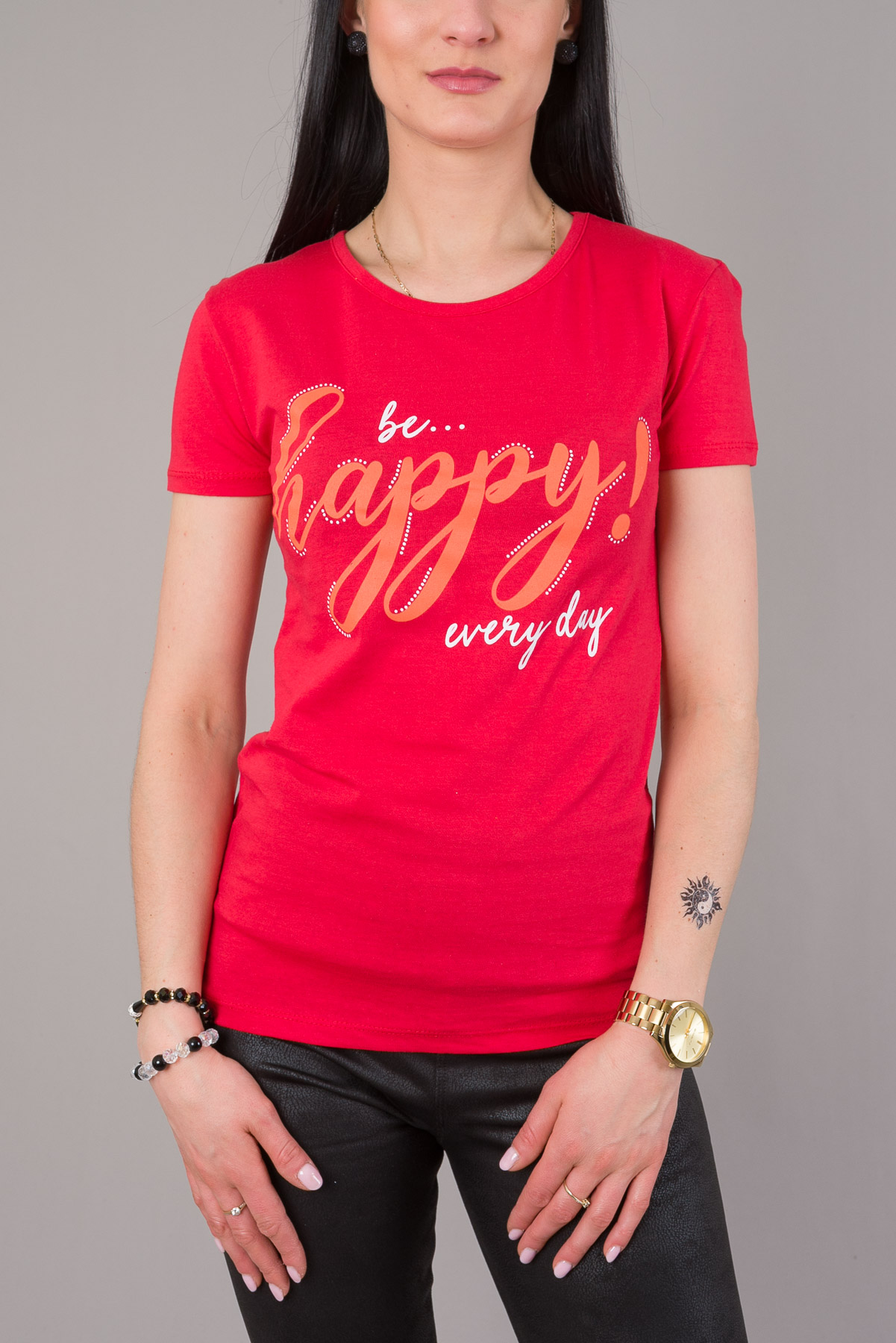 Dámske tričko BE HAPPY EVERY DAY - červené