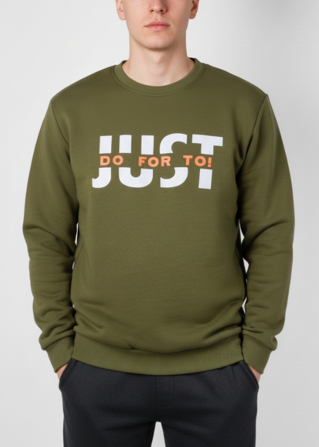 Pánska zateplená mikina JUST - khaki